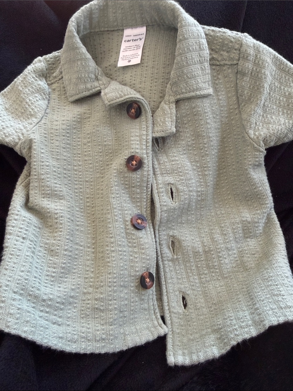 Carter's Baby boys' Sage Green Button-Front Knit Top
